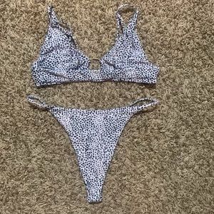 Black and white polka dot bikini, worn once!